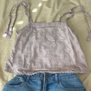 Aerie Cream Eyelet Lace Camisole